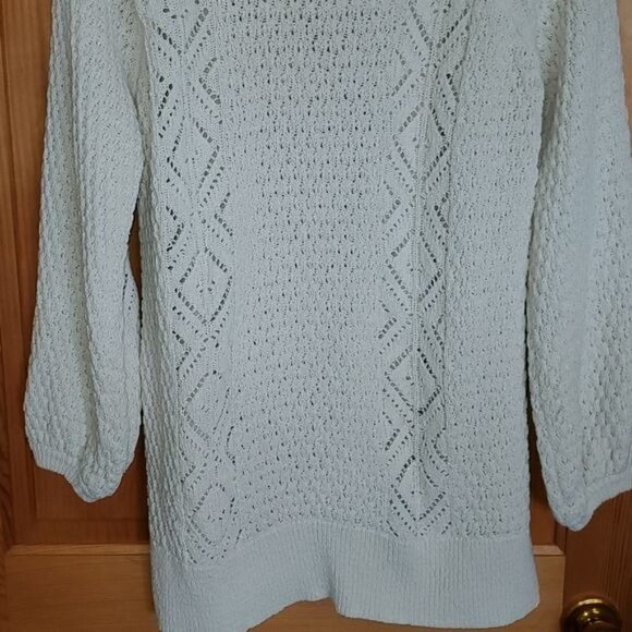 Zara Knit Sz. M Cream Knit Sweater Cardigan - Picture 6 of 11